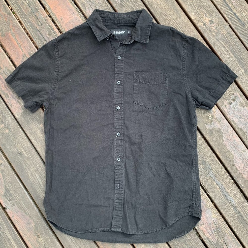 Baleno Men's size Medium Black Short Sleeve Button Down Shirt